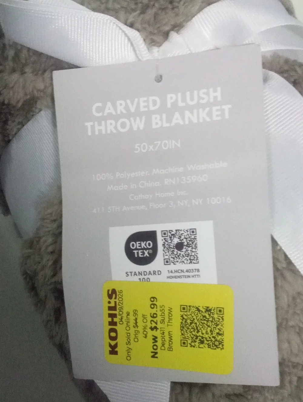 Plush Faux Fur Throw Blanket NWT $44.99 Cathay Home Taupe Brown